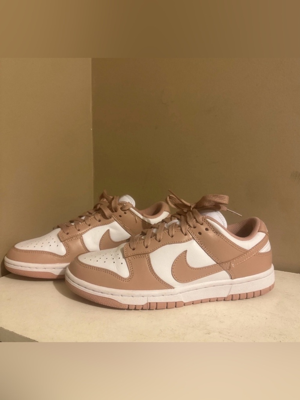 Nike Women’s Low-Top Sneakers in White and Dusty Rose
